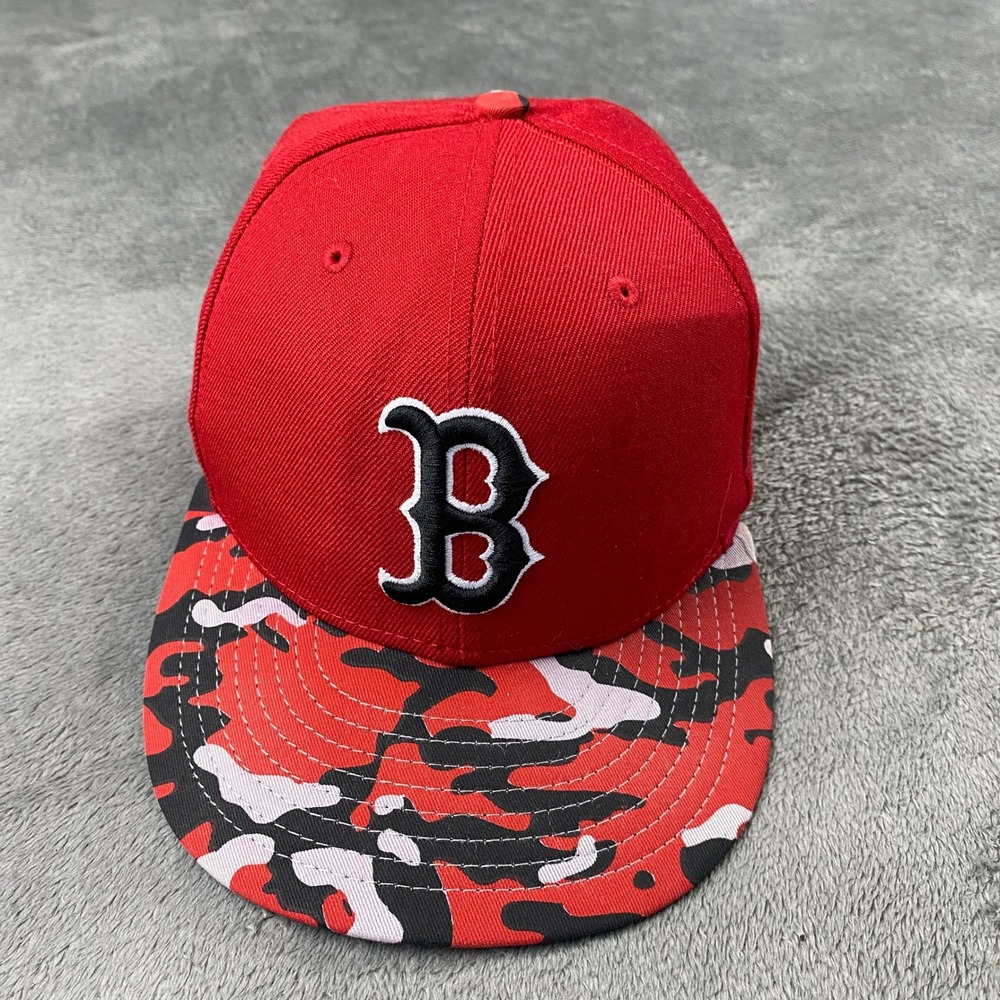 New Era Hat Unisex 6 7/8 Red Boston Red Sox 59FIFTY Fitted Camo Visor MLB Cap